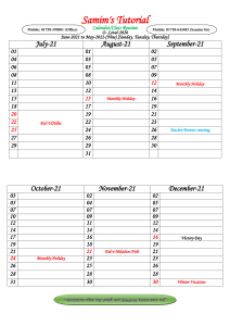 1. New Calendar For  O-Level (Nine)  2021-22