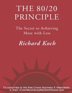 The 80 20 Principle  The Secret to Achieving More with Less