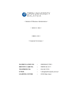 Corporate Governance in Malaysia: Ownership & Performance