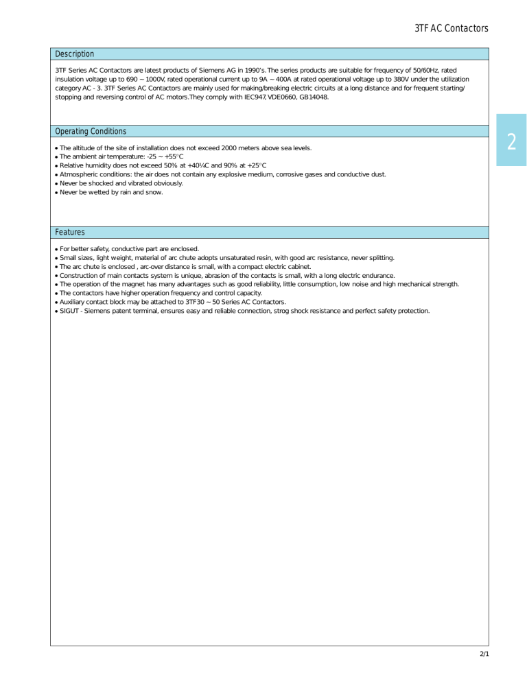 3tf Ac Contactors Selection And Ordering Data