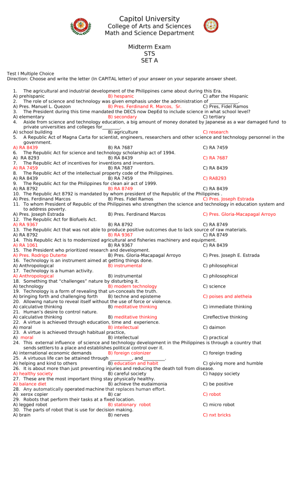 Science, Technology, and Society Midterm Exam