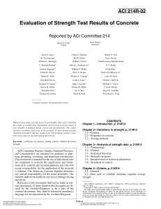 004-ACI 214R (2002) EVALUATION OF STRENGTH TEST RESULTS OF CONCRETE