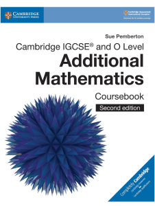 Cambridge IGCSE Additional Mathematics Coursebook