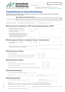 Zusatzerklärung Hausratversicherung