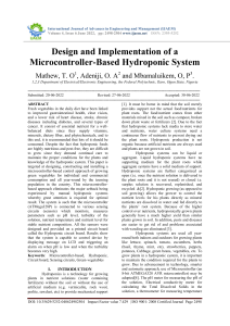 Design and Implementation of a Microcontroller Based Hydroponic System