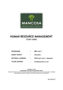 MBA1 Human Resource Management Jan 2013