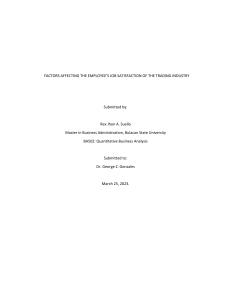 REX JHON A SUELLO MBA  Factors Affecting the Employee's Job Satisfaction's of Trading Industry