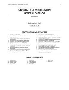 University of Washington general catalog.