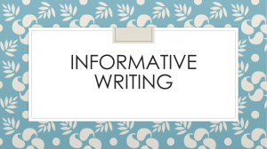 Informative writing - Craft of Writing HSC - Links to Luka Lesson