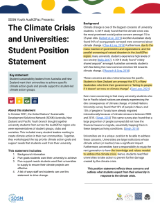 The Climate Crisis and Universities: Student Position Statement