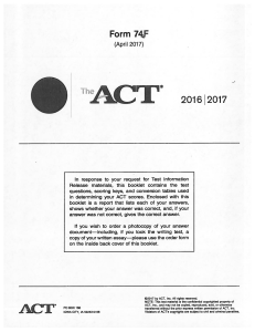 2017 April ACT Form 74F  