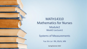 MATH14310 Module2lecture1 Systems of Measurements