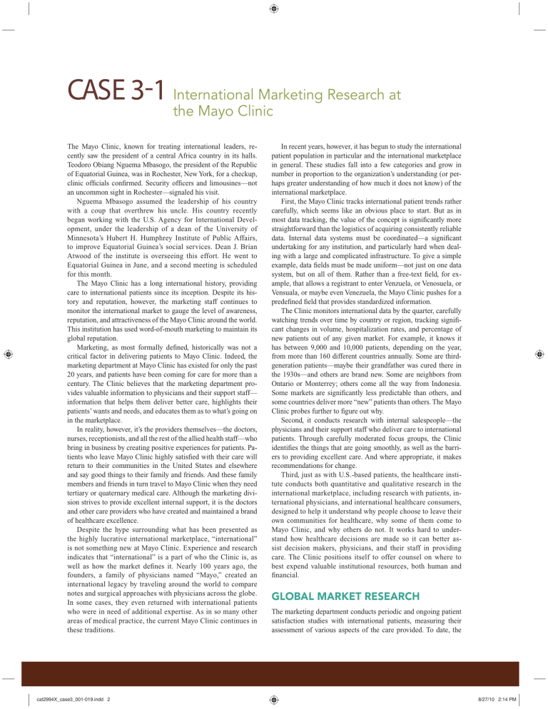 Mayo Clinic International Marketing Research Case Study