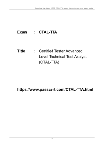 ISTQB Advanced Technical Test Analyst (CTAL-TTA) Dumps