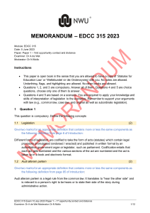 Exam docs 2023 EDCC315  MEMORANDUM Paper 1 contact and distance 2023-04-18