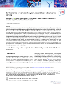 Development of a recommender system for dental care using machine learning