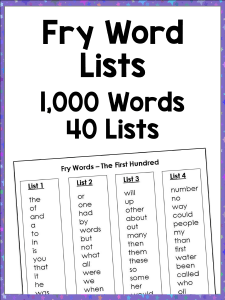 1000 Fry Word Lists