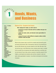 Needs, Wants and Business