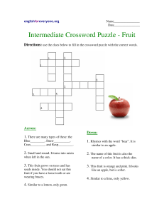 Intermediate Crossword Puzzle Fruit