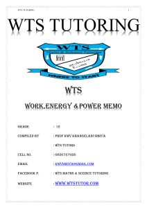 WTS WORK, ENERGY & POWER MEMO