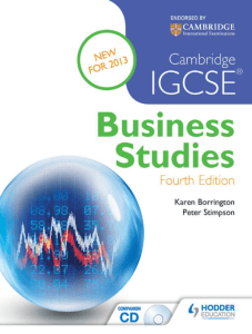 Cambridge IGCSE Business Studies Karen Borrington 4th edition 2013