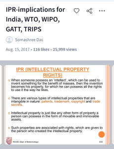 IPR, WIPO, GATT, WTO, TRIPS Notes