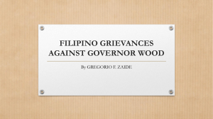 FILIPINO GRIEVANCES AGAINST GOVERNOR WOOD