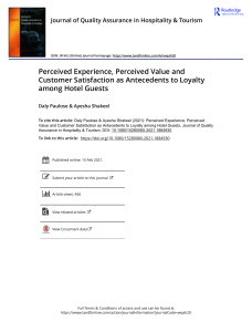 Perceived Experience, Perceived Value and Customer Satisfaction as Antecedents to Loyalty among Hotel Guests