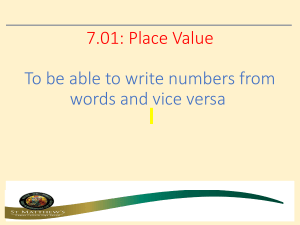 7.01 Place Value and Number Sense Lesson Master