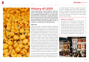 The History of Lego Reading Comprehension Text