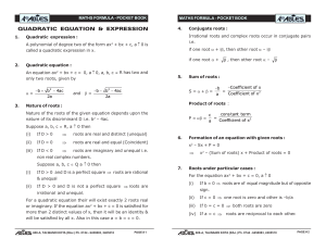 MATHS FORMULA POCKET BOOK MATHS FORMULA