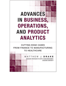 Advances in Business, Operations and Product Analytics