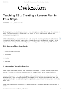 Teaching ESL  Creating a Lesson Plan in Four Steps - Owlcation