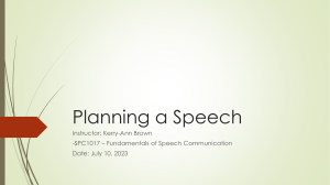 Planning a Speech