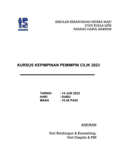 KERTAS KERJA KURSUS KEPIMPINAN PEMIMPIN CILIK 2020