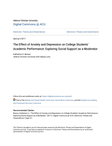 The Effect of Anxiety and Depression on College Students  Academi