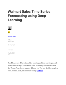 Walmart Sales Time Series Forecasting using Deep Learning