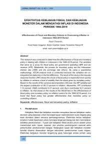 EFEKTIVITAS KEBIJAKAN FISKAL DAN KEBIJAKAN  MONETER DALAM MENGATASI INFLASI DI INDONESIA  PERIODE 1984-2019