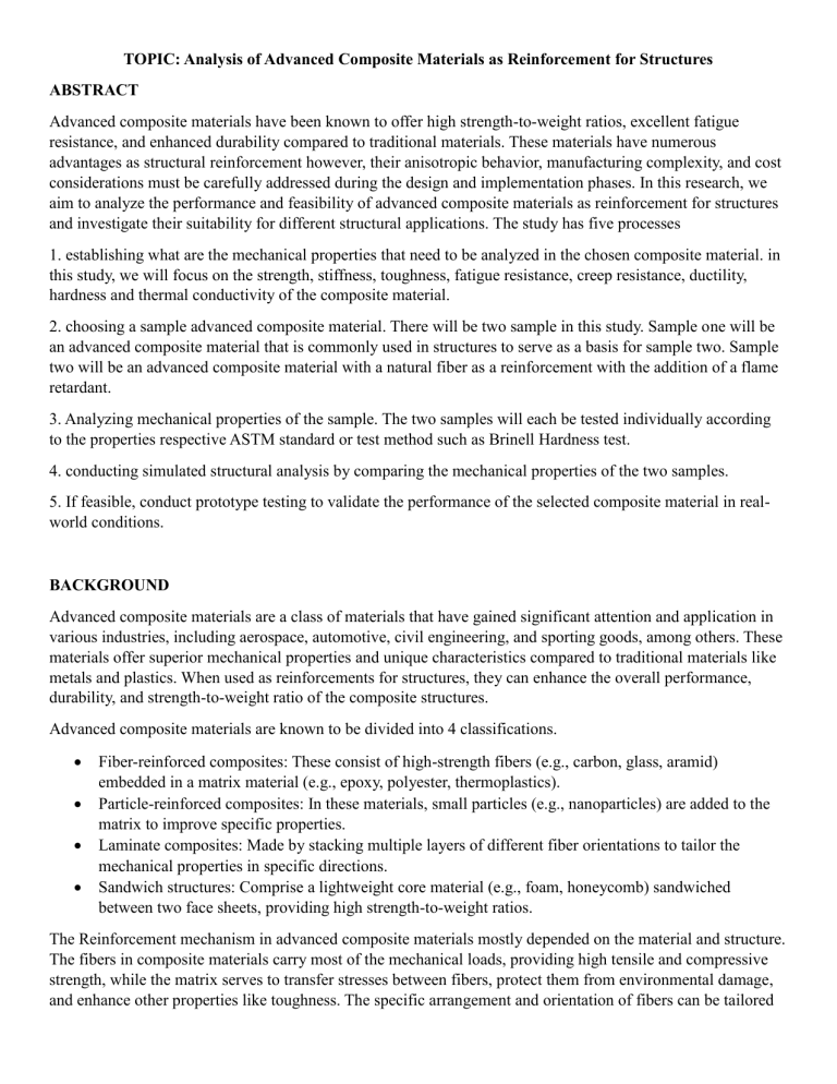 Analysis of Advanced Composite Materials as Reinforcement for Structures