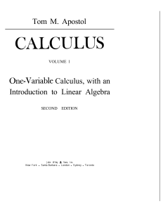 Mathematics - Tom Apostol - Calculus