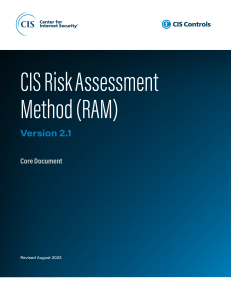 CIS RAM v2.1  Core Document  2022 08
