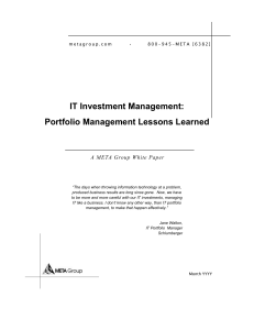 IT Portfolio Management: Lessons Learned