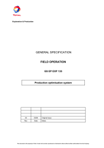 Field Operation Production Optimisation System Specification