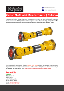 Cardan Shaft Joint Manufacturers