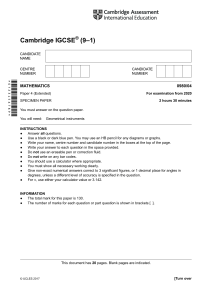 Y9 Checkpoint Past Paper 4