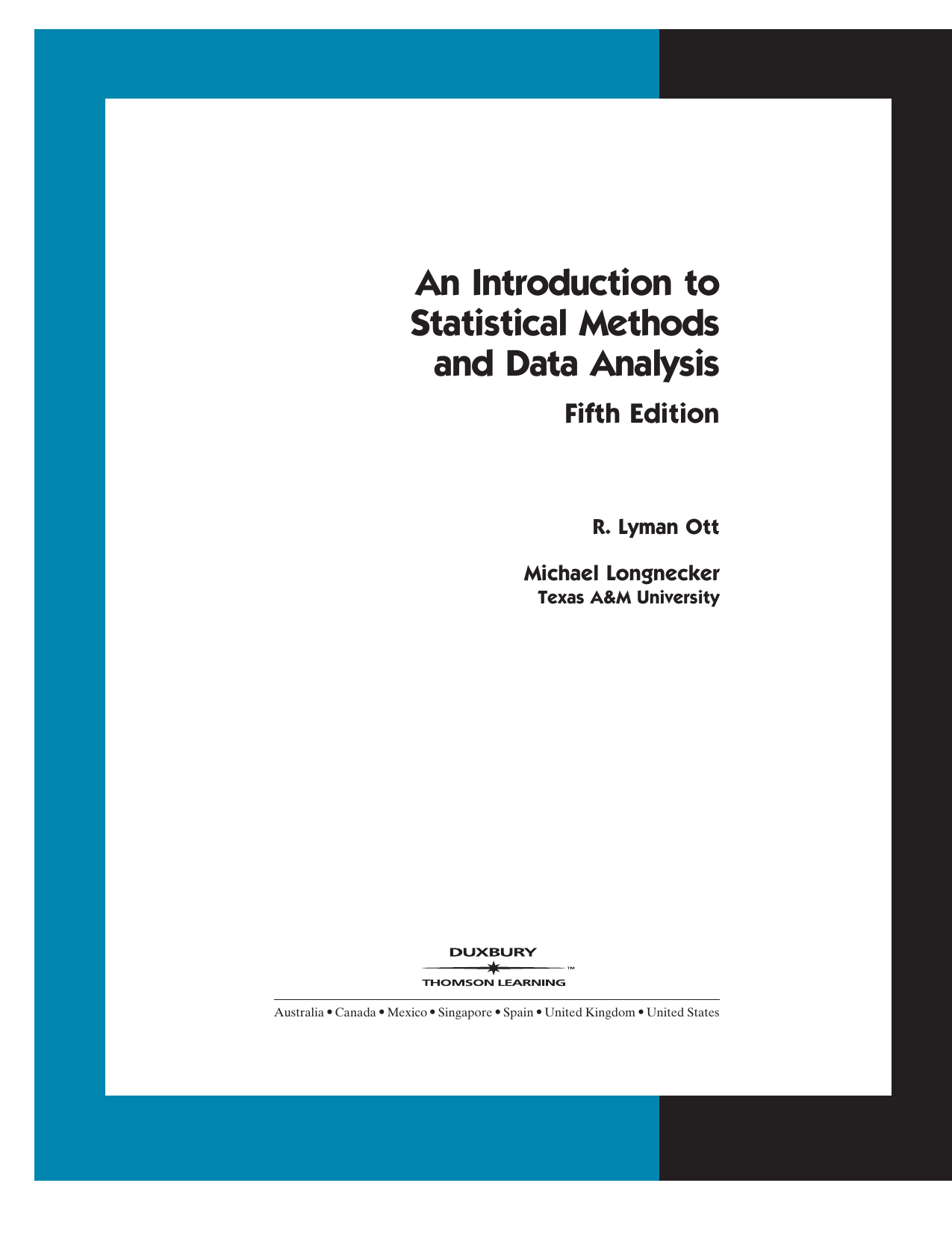 Statistical Methods and Data Analysis 5Ed