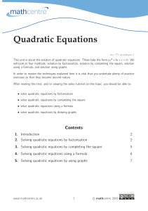 Quadratic equations by factorization
