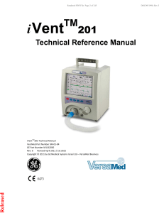 GE iVent 201 Ventilator - Technical reference manual