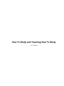 Mcmurry, F - How To Study And Teaching How To Study - libgen.li