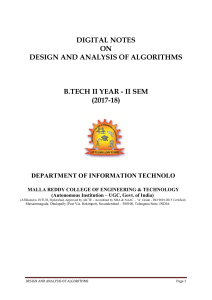 Design and Analysis Algorithms
